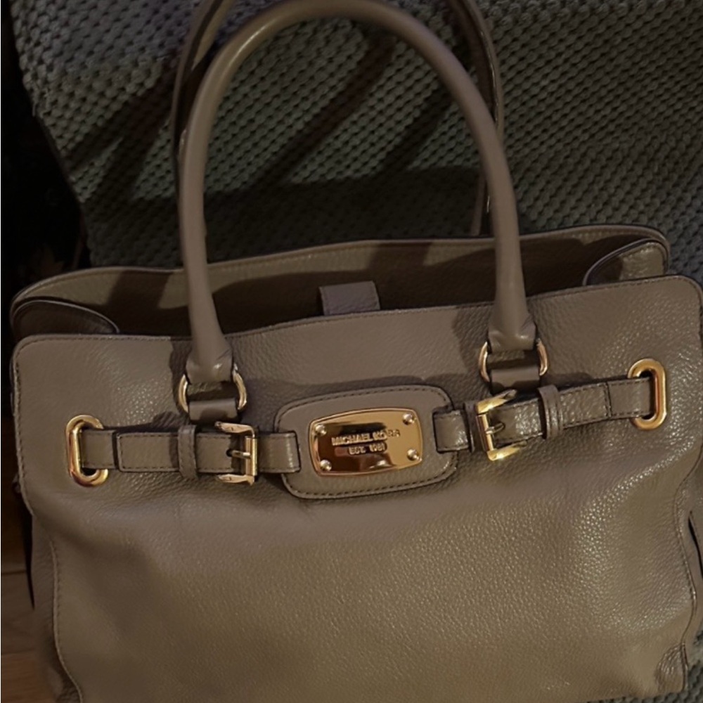 Michael Kors Gray Satchel with Gold Accents